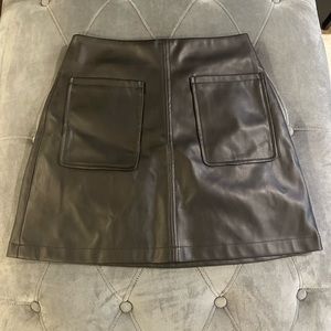 Anthropology MaEve-  front pocket A line leather skirt